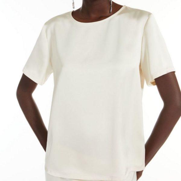 T-shirt panna in raso e jersey Weekend Max Mara