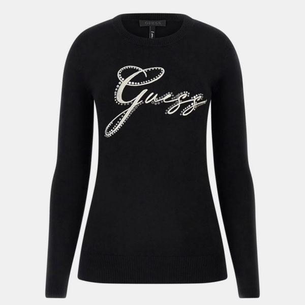 Maglia nera con strass Guess - immagine 4